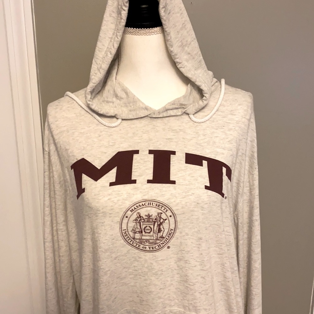 MIT Lightweight Hoodie Grey/Maroon Size Large
